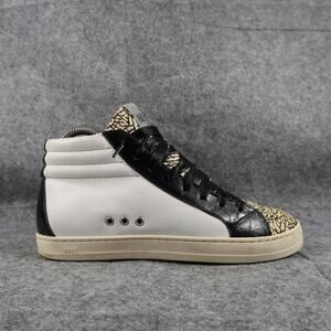 P448 Shoes Womens 37 Sneakers Skate High Top Leather Grid Motif Fashion Side Zip
